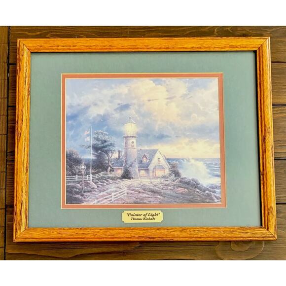 Thomas Kinkade "A Light in the Storm" "Painter of Light" Lighthouse painting - Picture 1 of 5